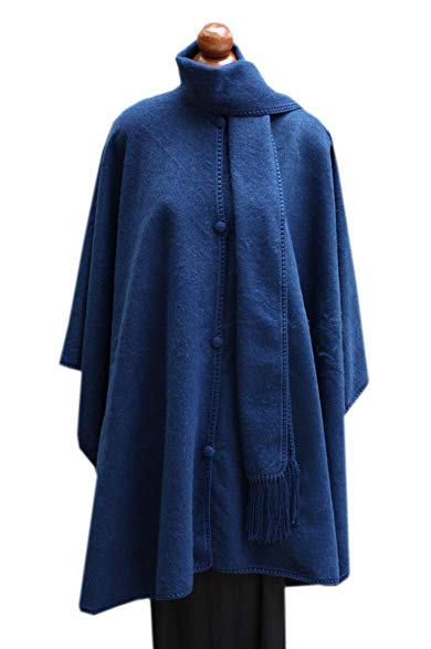 Alpaca Wool Cape Cloak with matching Scarf, Steel Blue
