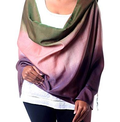 NOVICA Silk and Wool Blend Purple and Green Shawl, Natural Radiance’ Review
