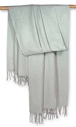 NOVICA Blue Handwoven Silk and Wool Wrap Shawl, 'Luxury'