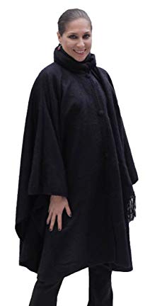Alpaca Wool Cape Cloak with matching Scarf, Navy Blue