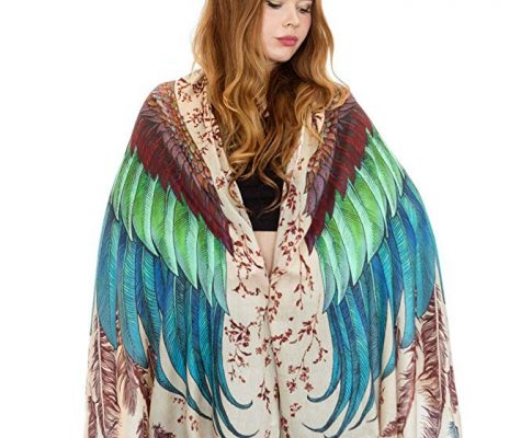 Hand Painted & Digitally Printed Pure Cotton Exotic Bird Wings Feathers Women’s Scarf Shawl Review