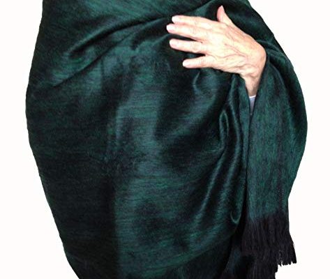 Super Soft Baby Alpaca Wool Reversible Shawl Wrap Cape Dark Kelly Green Color Review