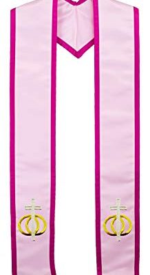 Pink Satin Clergy Stole Embroidered Wedding Rings Unity Cross for Weddings Review