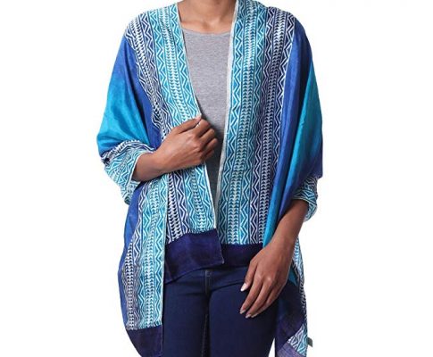 NOVICA Blue 100% Silk Shawl, ‘Midnight Muse in Royal Blue’ Review