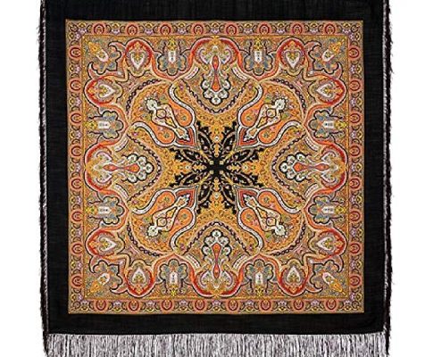 Russian Pavlov Posad Woolen Shawl Silk Fringe 58×58″ (710-18) Review