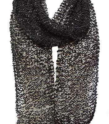 Glimmer Beaded Mesh Net Scarf Stole Wrap Shawl Black Review