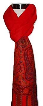 Pashmina & Fine Wool Fabric Kani Border Paisley Self Jacquard Scarf. X1647
