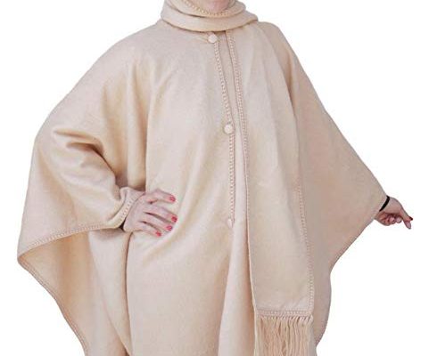 Alpaca Wool Cape Cloak with matching Scarf, Beige Review