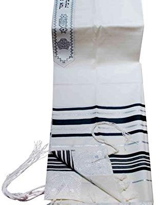 100% Wool Tallit Prayer Shawl in Black and Silver Stripes Size 55″ L X 75″ W (Size 60) Review