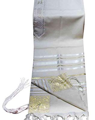 100% Wool Tallit Prayer Shawl in White and Gold Stripes Size 47″ L X 68″ W (Size 50) Review