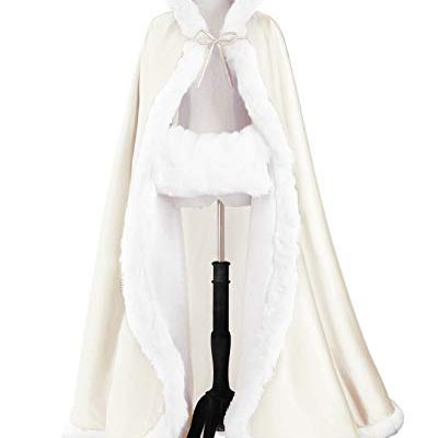 Wedding Cape Hooded Cloak for Bride Winter Reversible with Fur Trim Free Hand Muff Full Length 50 55 inches (19 Colors) Review