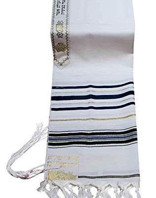 52″ x 71″ Traditional High Quality Jewish Kosher Tallit / Tallis / Talit / Talis Prayer Shawl Made in Israel – White, Black and Gold Review