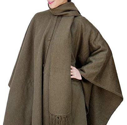Alpaca Wool Cape Cloak with matching Scarf, Leaf Green Review