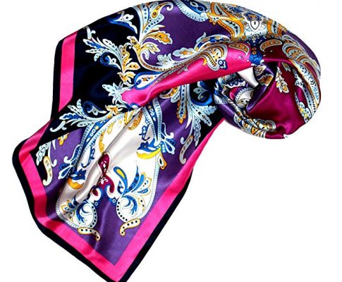 LORENZO CANA – Italian Scarf 100% Silk , 35″ x 35″ Purple Pink White Gold – 89022 Review
