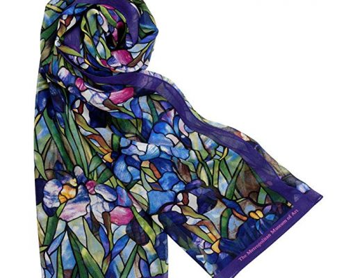 Silk Scarf Scarves for Women 64″ x 18″ Blue Louis C. Tiffany Iris Design Review