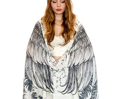 White Wings Bird Feather Pure Cotton Hand Painted Tribal Shawl Wings Scarf Review