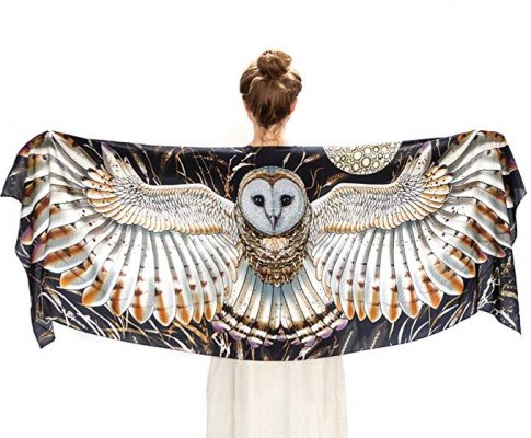 Silk & Cashmere Hand Painted & Digitally Printed Barn Owl Bird Wings Scarf Shawl Wrap Review