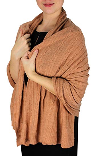 Peach Couture Cable Knit Warm Soft Cashmere Wool Oversized Scarf Shawl