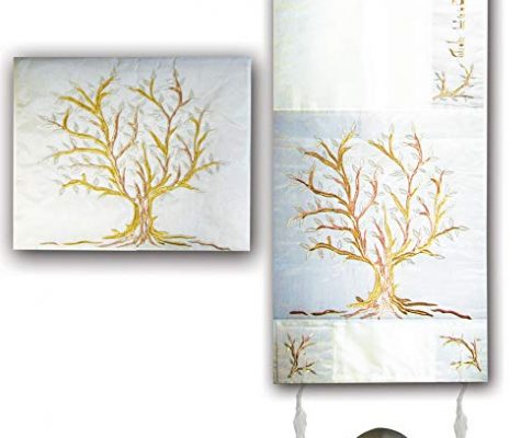 Yair Emanuel Gold, Copper, and Silver Shades Tree of Life Design Embroidered Raw Silk Tallit Set Review