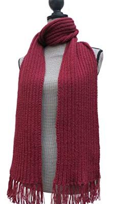 READY TO SHIP – Handmade ALPACA Knitted by Hand Scarf – Burgundy Review
