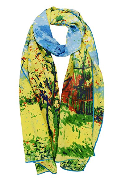 Elegna 100% Luxurious Silk Scarf Van Gogh Famous Painted Scarves