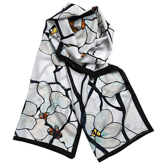 100% Silk Shawl Scarf for Womens Scarves Magnolia Louis Comfort Tiffany Inspired