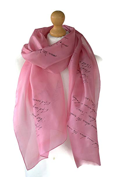 Emily Dickinson Poems, Hand Painted Silk Scarf 18x72 Inch Gift-wrapped