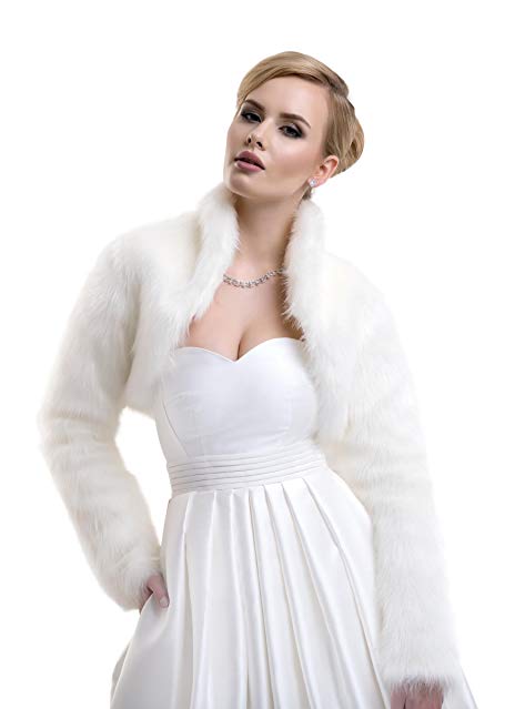 Ladies Fox Faux Fur Bridal Wedding Jacket Bolero FFJ-61
