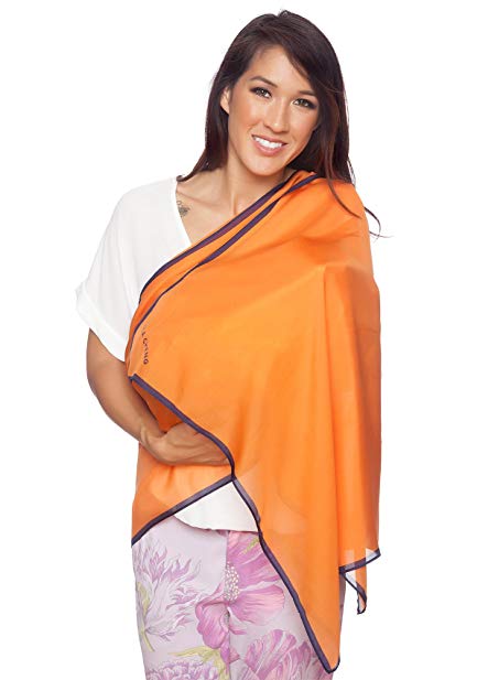 5-IN-1 100% Mulberry Silk Nursing Cover, Scarf, Shawl, Beach Cover Up, Lingerie Accessory ORANGE by Lola Cheng