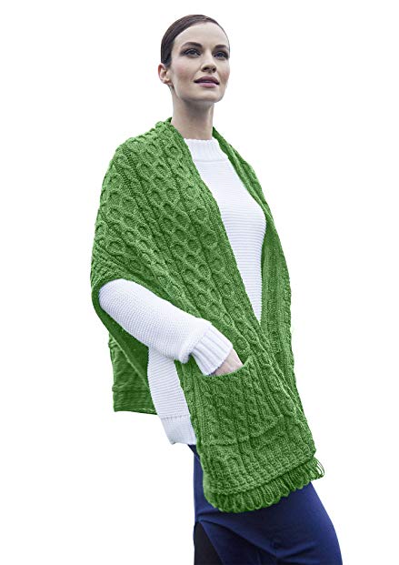 Carraig Donn Ladies Merino Wool Irish Wrap With Pocket