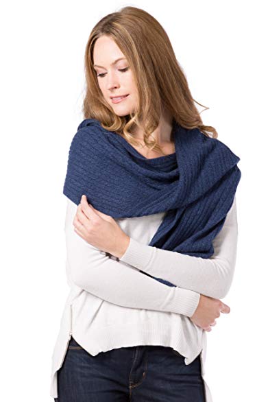 Fishers Finery Women's Cozy Cashmere Cable Knitted Winter Scarf